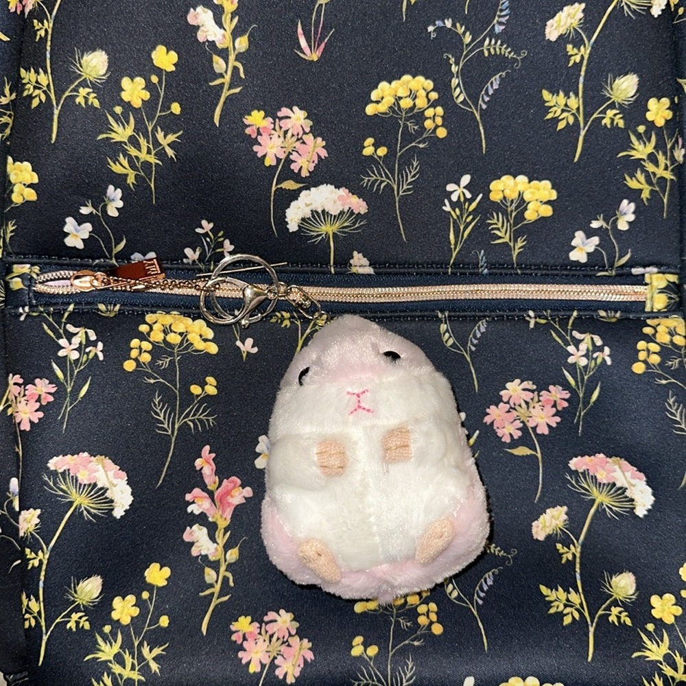 Charming Plush Hamster Keychain - Pink and White